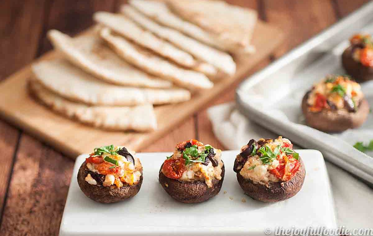 Roasted Tomato, Olive and Feta Stuffed Mushrooms - Recipe
