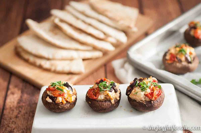 Roasted Tomato, Olive and Feta Stuffed Mushrooms - Recipe