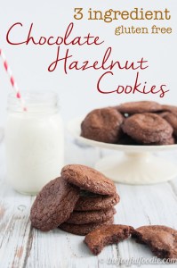 Easy three ingredient Chocolate Hazelnut Cookies are the perfect soft, moist cookie with crispy edges...and naturally gluten free!